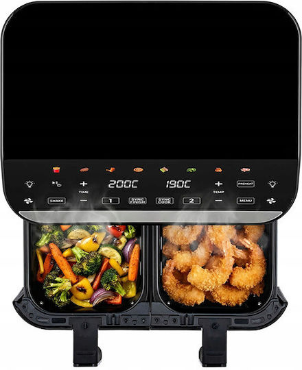 Tesla Electronics AirCook DualHeat QD464 XXL Air Fryer with Double Removable Container 9L Black