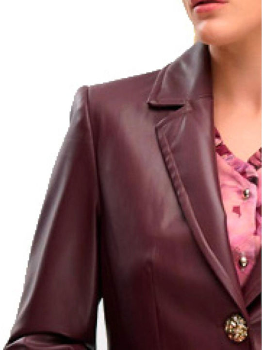 Fibes Langes Damenlederblazer Bordeaux