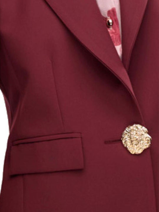 Fibes Long Women's Crepe Blazer Bordeaux