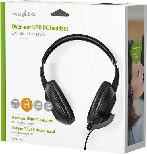 Nedis CHSTU210BK Căști Over Ear cu Fir Negre