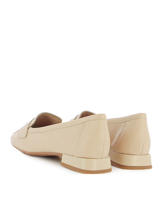 Leather Women's Moccasins In Beige Color
