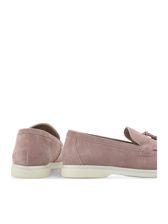 Damen Mokassins Aus Leder In Rosa Farbe