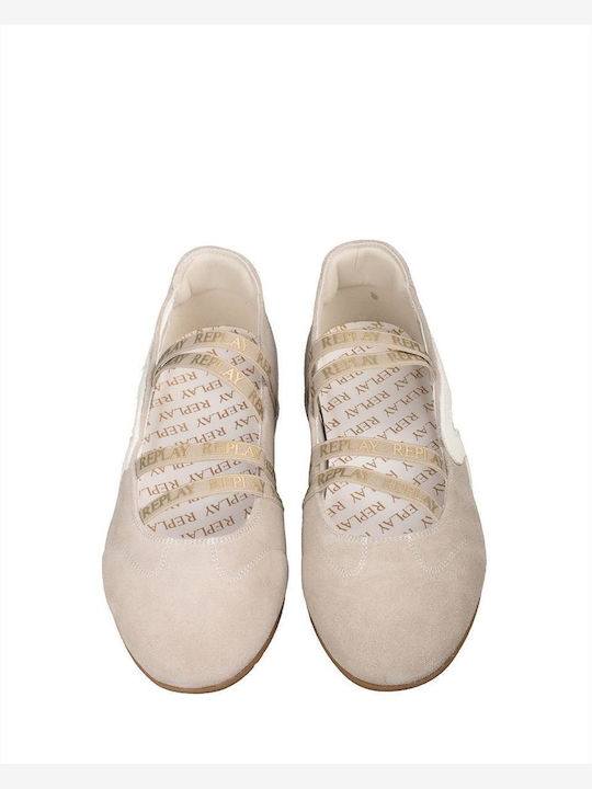 Suede Women's Ballerina Shoes in Beige Colour