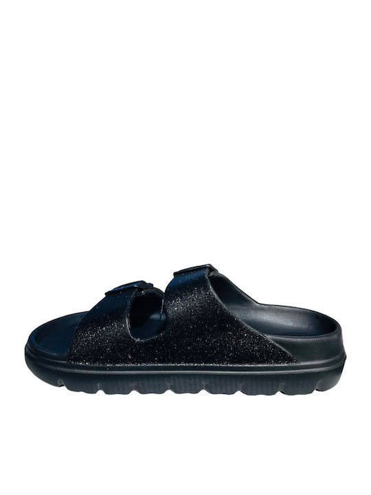 Flache Damen Anatomische Sandalen Flatforms Schwarze