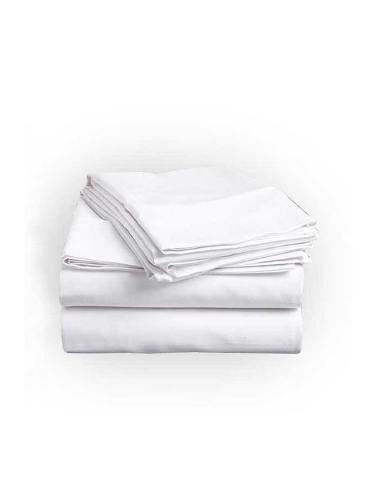 SpitiBazaar Σετ Σεντόνια Μονά 160x260εκ. Λευκό (3τμχ)
