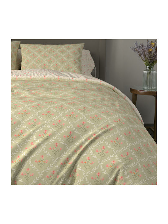 Charalambidis Textiles Εξοχή Σεντόνι Μονό 160x260εκ. Πράσινο