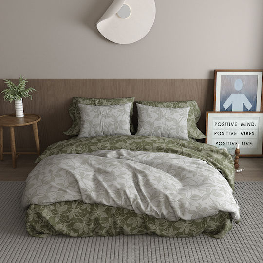 Charalambidis Textiles Κρίνος Σεντόνι Μονό 160x260εκ. Λαδί