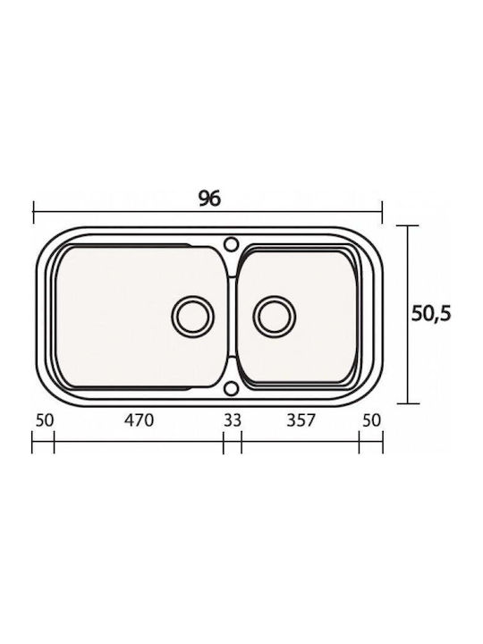 Sanitec 305 Classic Ένθετος Νεροχύτης Inox Μ96xΠ51cm Metallic Ice