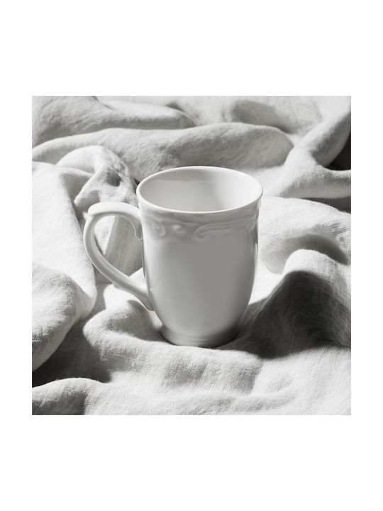 Estia Cană Athénée Din Porțelan 340ml Reliefată Albă 07-13523
