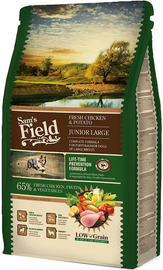 Sam's Field Junior Large 13kg Ξηρά Τροφή με Λίγα Σιτηρά για Κουτάβια Μεγαλόσωμων Φυλών με Κοτόπουλο και Πατάτες