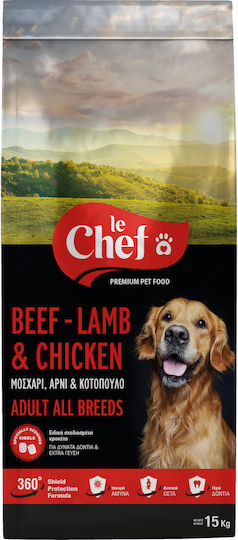 Le Chef Rind, Lamm, Huhn & Getreide 15kg Trockenfutter für erwachsene Hunde mit Fleisch