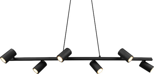 Trio Lighting Retro Marley Ρυθμιζόμενο Κρεμαστό Φωτιστικό Μαύρο Ράγα για 6 Λαμπτήρες GU10 115x20x150εκ.