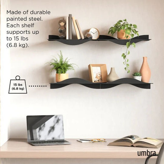 Wall Shelves Black 2 Pieces 43.1x17.7x9.9cm