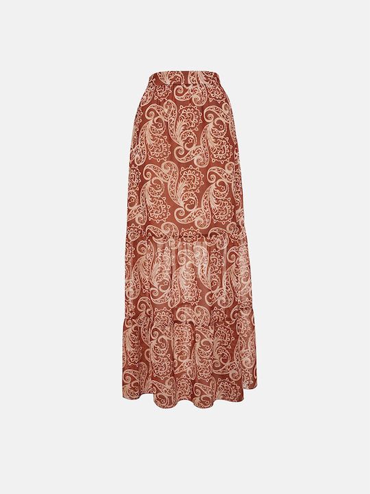 High Waist Maxi Skirt Brown