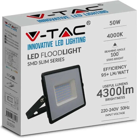 V-TAC Vt-4051 Waterproof LED Floodlight 50W Cold White 6500K IP65
