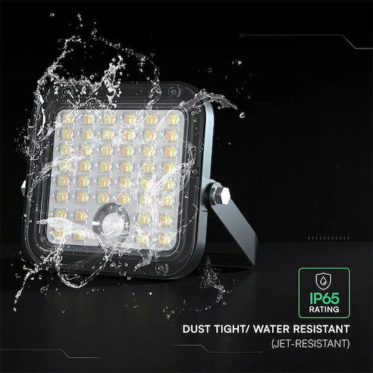 V-TAC Στεγανός Ηλιακός Προβολέας LED 30W Φυσικό Λευκό 4000K με Αισθητήρα Κίνησης, Φωτοκύτταρο και Τηλεχειριστήριο IP65