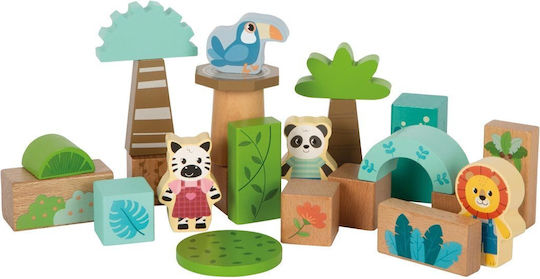 Small Foot Εκπαιδευτικά Τουβλάκια Jungle Friends Ξύλινα για 1+ Έτους 50τμχ