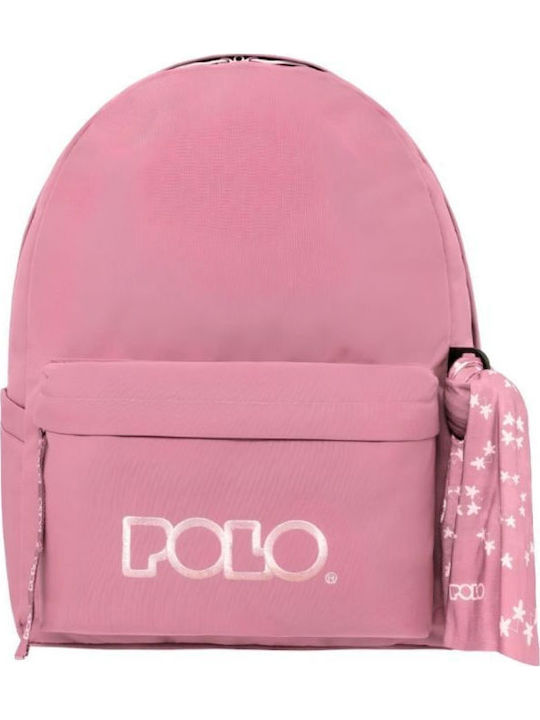 Polo Original Scarf School Backpack Pink With Water Bottle Holder 20 Litre