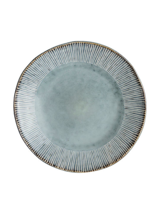 Dutch Rose Organic Shallow Ceramic Light Blue Plate Diameter 21.5cm
