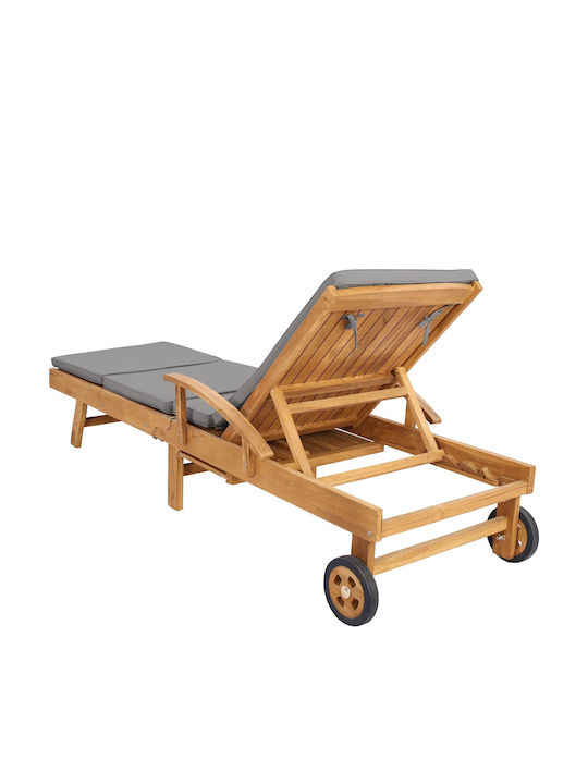 Hölzene Garten- und Pool-Liegestuhl mit Rädern Braune mit Tische 195x68x79cm