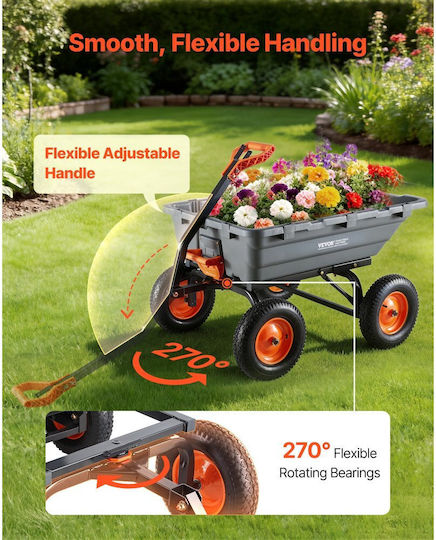 Garden Cart Log Transport Metallic with Maximum Load Capacity 680kg