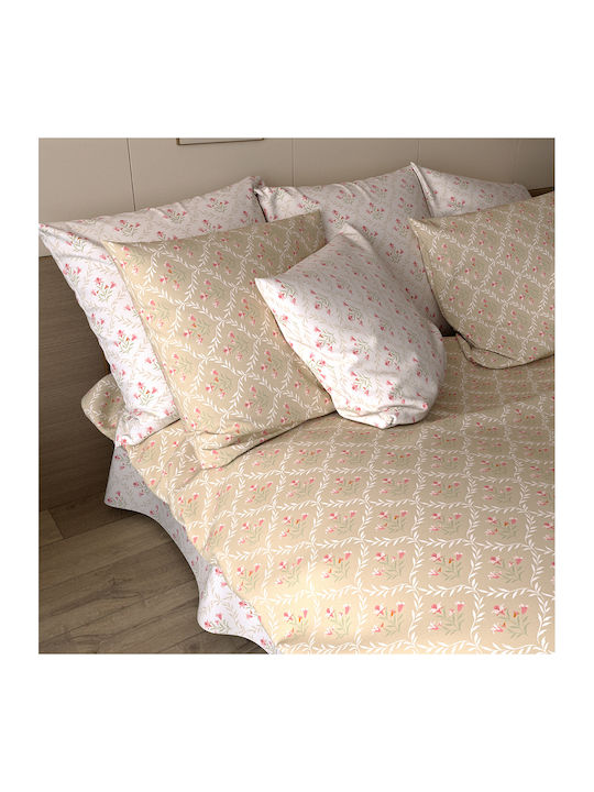 Charalambidis Textiles Σεντόνι Υπέρδιπλο με Λάστιχο 160x260εκ. Μπεζ