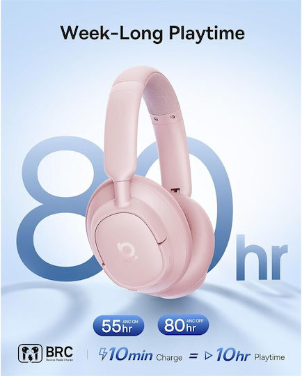 Baseus BH1 Ασύρματα Bluetooth Over Ear Ακουστικά Ροζ