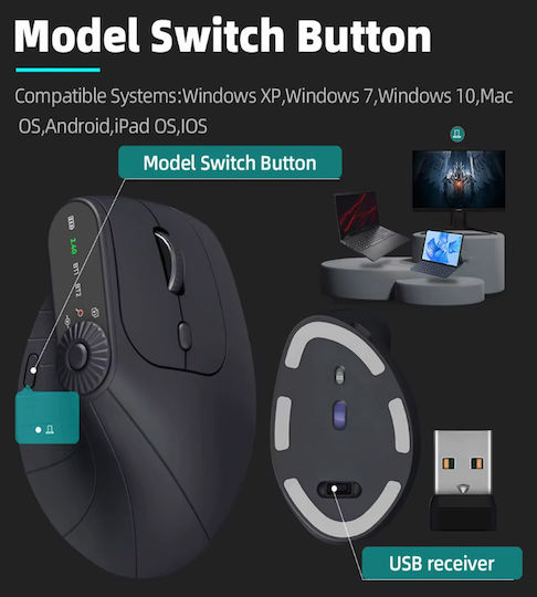 ZD1W523QWS0 Mouse Vertical Ergonomic Wireless Negru