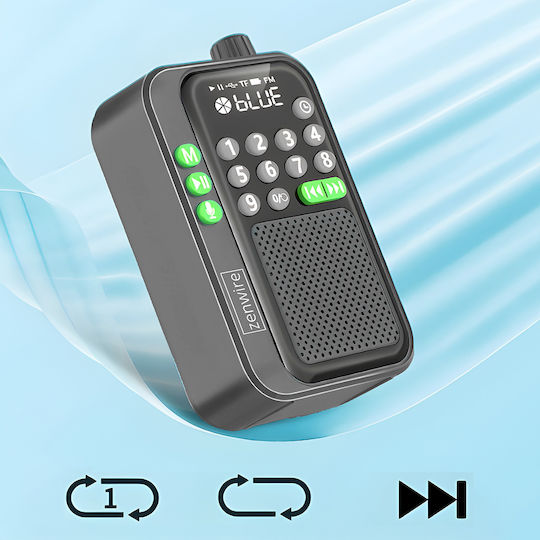 Zenwire Y1 Φορητό Ραδιόφωνο Επαναφορτιζόμενο με Bluetooth και USB Μαύρο
