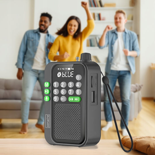 Zenwire Y1 Φορητό Ραδιόφωνο Επαναφορτιζόμενο με Bluetooth και USB Μαύρο