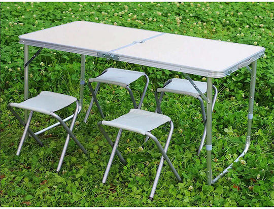 Verk Group Aluminum Table Set for Camping Foldable in Case Beige