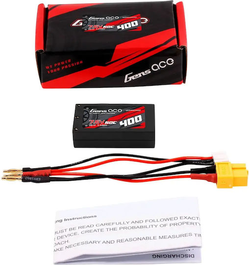 Gens Ace 2s1p Li-Po Battery 400mAh 60C XT60 for RC Vehicle