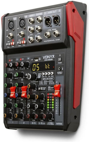 Vonyx VM-KG06 172.594 Analog Mixer 6 Channels with Phantom Power & 3 XLR Inputs & Bluetooth