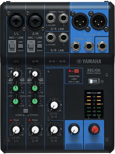 Yamaha MG06 MG06 Analog Console 6 Channels with Phantom Power & 2 XLR Inputs