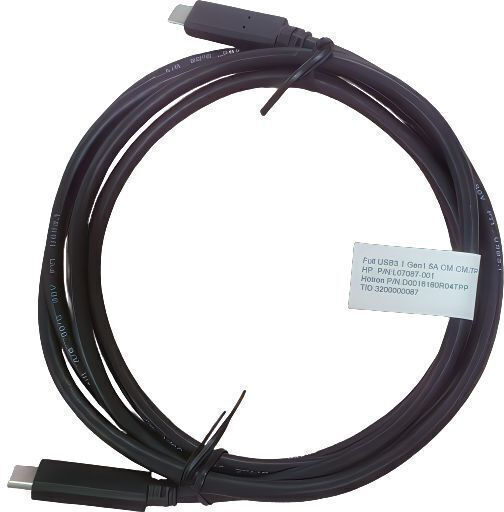 HP USB 3.1 USB-C Male To USB-C 100W PD Cable Black 1.8m L42425-001