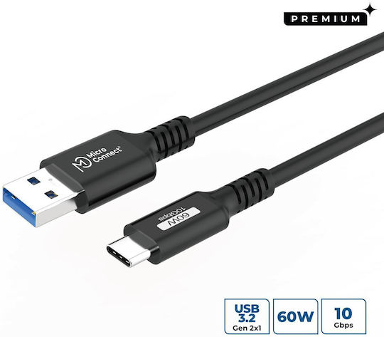 Microconnect USB 2.0 Kabel USB Typ-C männlich - USB-A 60W PD Schwarz 0,5m USB3.2AC05