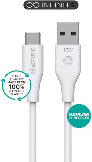 eSTUFF USB 2.0 Cable USB-C male - USB-A Λευκό 1m ES605170