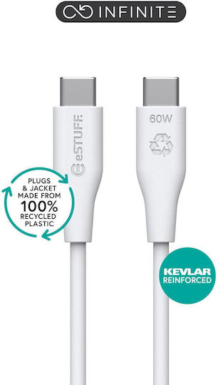 eSTUFF USB 2.0 Cable USB-C male - USB-C 60W PD Λευκό 1m ES604170