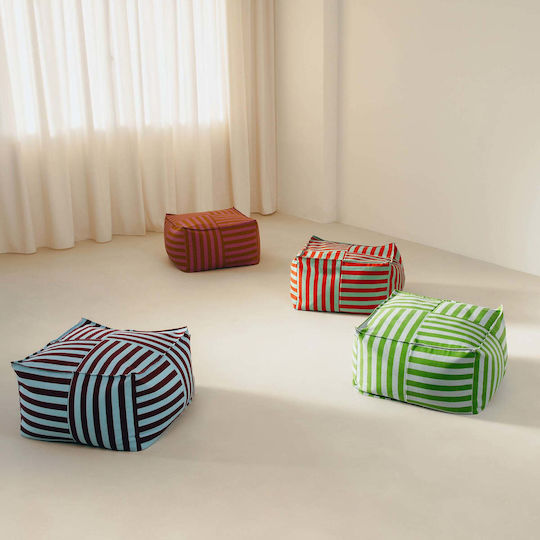 Πουφ Σκαμπό Burgundy Blue Stripes