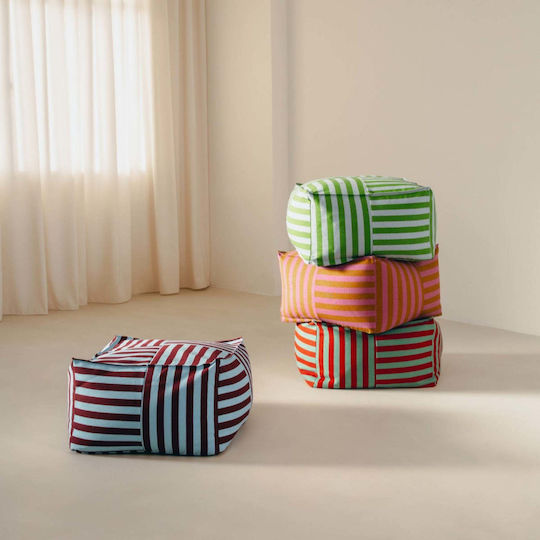 Πουφ Σκαμπό Burgundy Blue Stripes