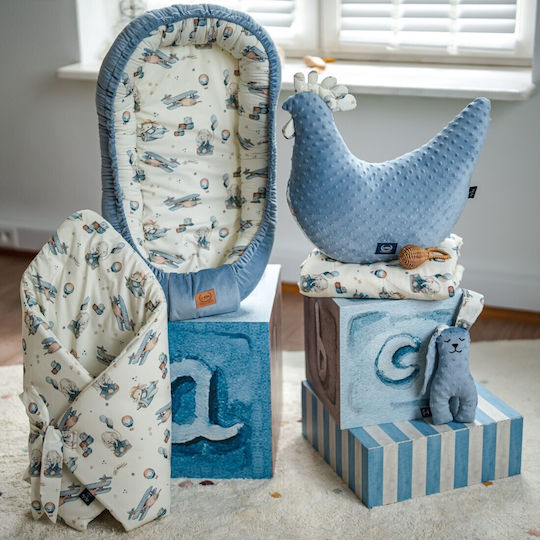 La Millou Nursery Swaddling Blanket Simbo Cotton Blue 80x100cm