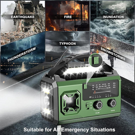 B0GWTPC7BN Radio Portabil Solar cu Bluetooth Verde