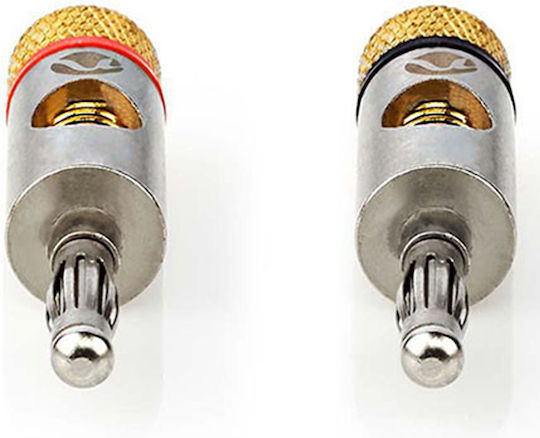 Set 2 Professional Male Banana Connectors Aluminum Metal Profigold Nedis Catb26900gd