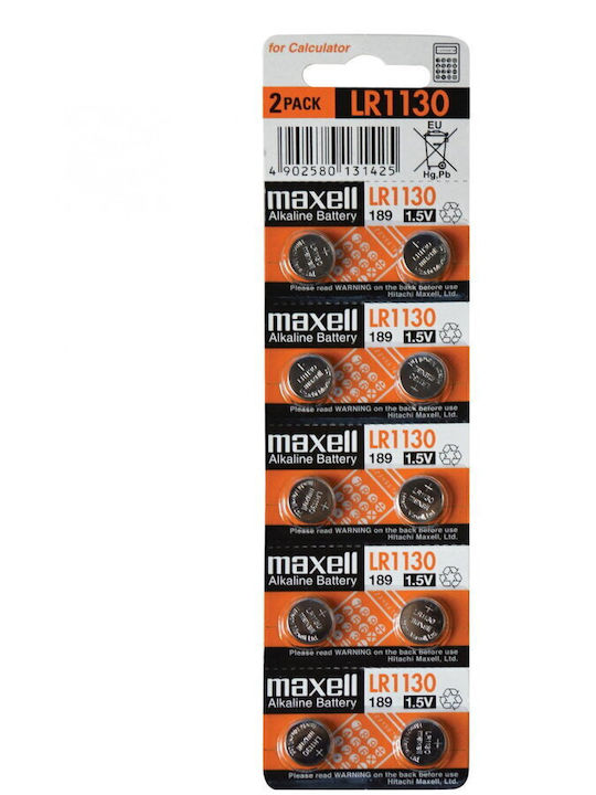 Maxell Αλκαλικές Μπαταρίες Ρολογιών LR54 / LR1130 1.5V 2τμχ