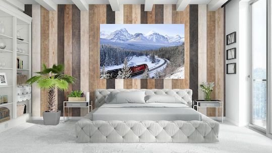 Train In Snowy Mountain Landscape Τρένο Στο Χιονισμένο Ορεινό Τοπίο 1 σε Καμβά Train In Snowy Mountain Landscape Τρένο Στο Χιονισμένο Ορεινό Τοπίο 1 σε Καμβά