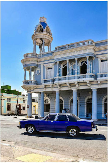 Painting Classic Car In Front Historical Building Classic Car Front Historical Building 40x65