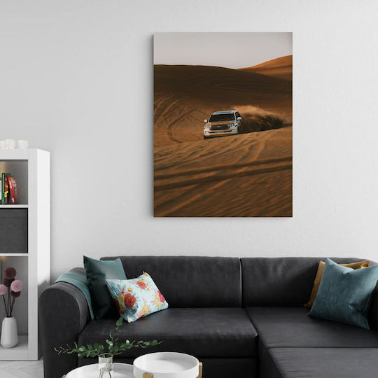 Painting Car Driving Through Desert Driving Car Inside The Desert 40x65