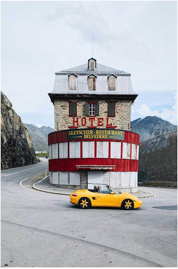 Πίνακας Vintage Hotel Sports Car Vintage Ξενοδοχείο Σπορ Αυτοκίνητο 100x150
