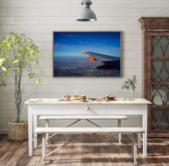 Painting Airplane Wing Over Cityscape Wing Airplane Over Urban Landscape 150x100