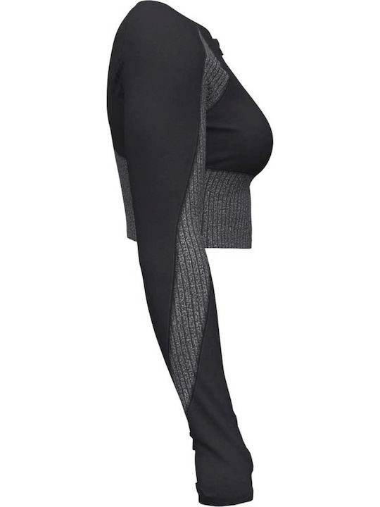 Women's Long Sleeve Crop Top Black